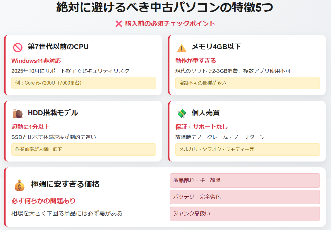 絶対に避けるべき中古パソコンの特徴5つ