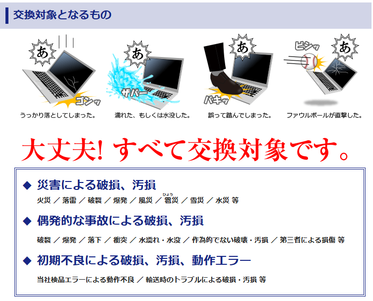 中古パソコン直販の交換対象