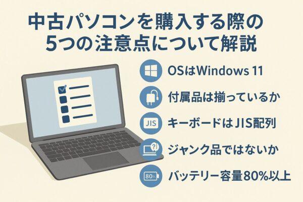 中古パソコンを購入する際の5つの注意点について解説
