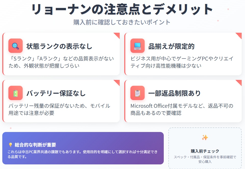 リョーナンのデメリット
