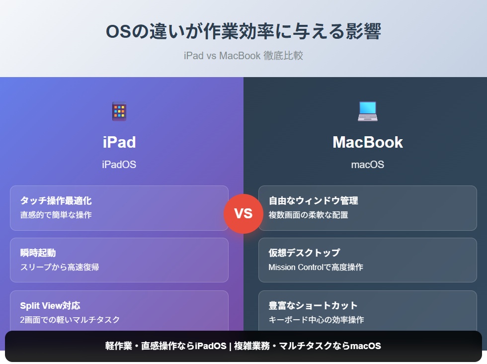 iPadとMacBookのOSの違いが作業効率に与える影響