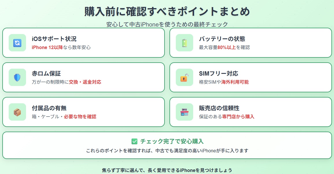 中古のiPhone購入前に確認すべきポイント