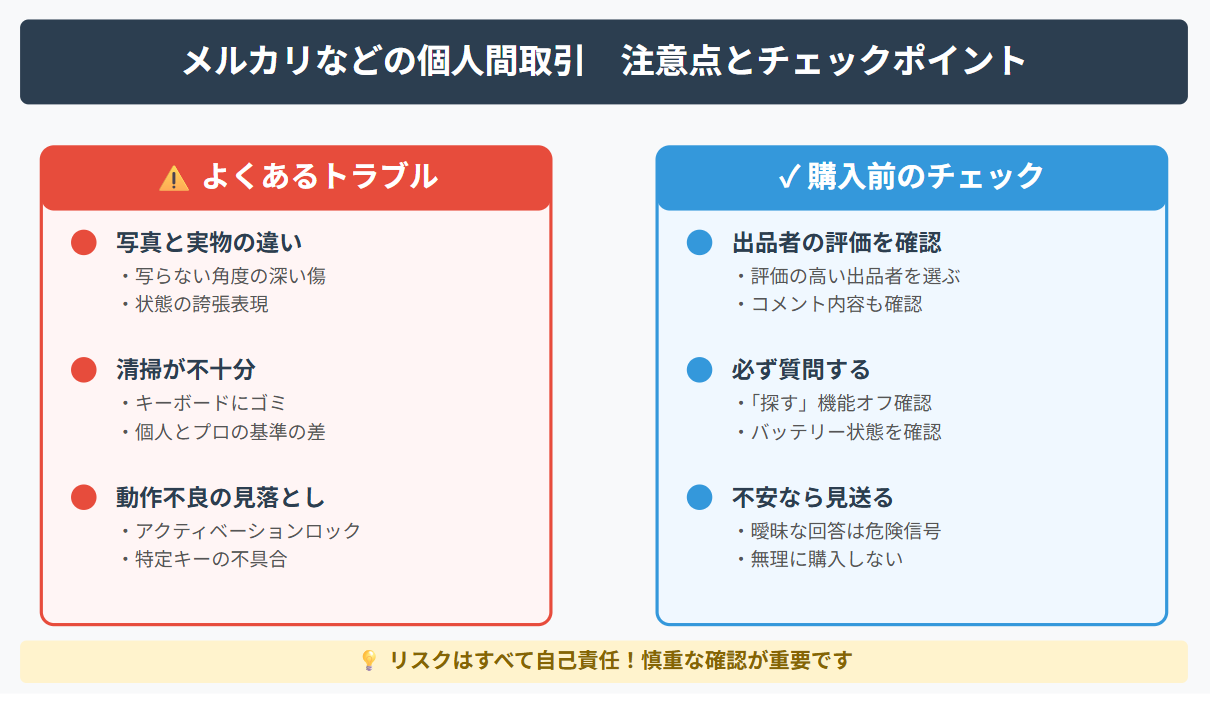メルカリなどの個人間取引を利用する際の注意点