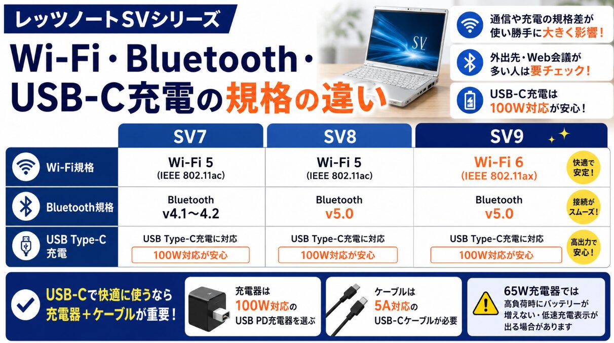 Wi-Fi・Bluetooth・USB-C充電の規格の違い