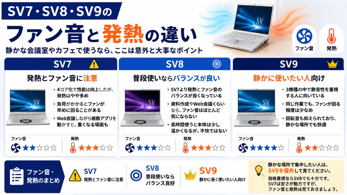 SV7・SV8・SV9のファン音と発熱の違い