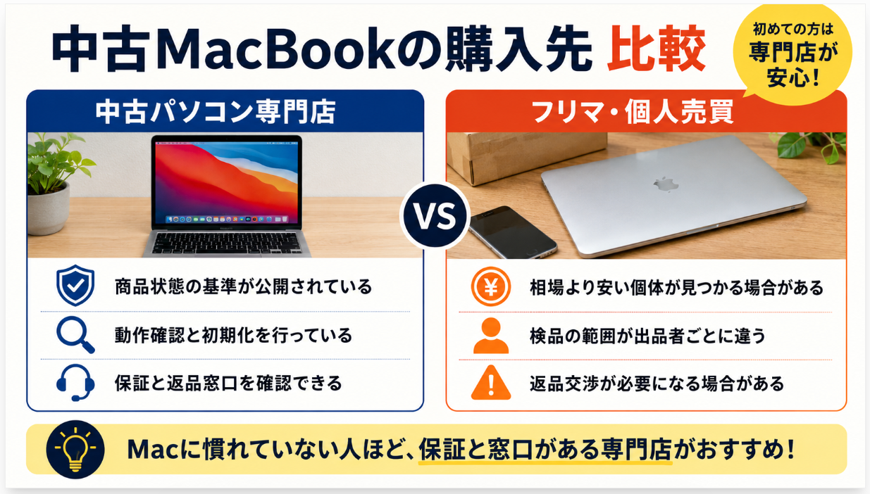 中古MacBookは専門店で買う