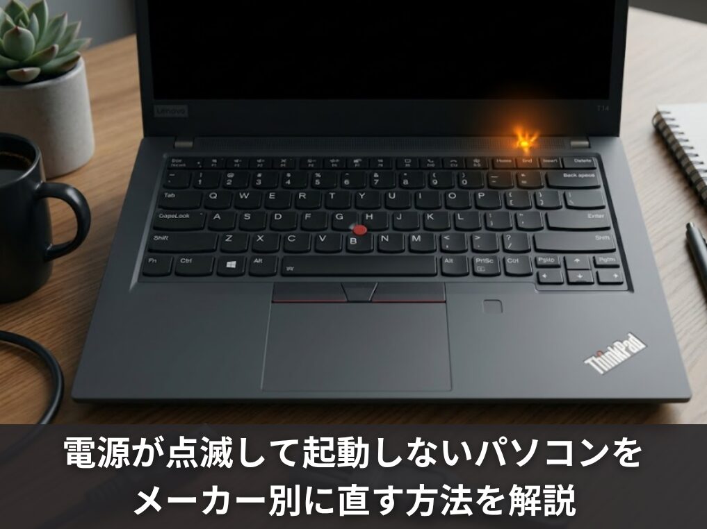 電源が点滅して起動しないパソコンをメーカー別に直す方法を解説