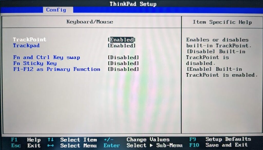 FnキーとCtrlキーの入れ替え設定方法 bios画面