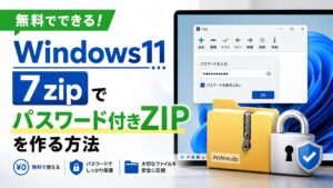 無料でできる！Windows11の7zipでパスワード付きZIPを作る方法
