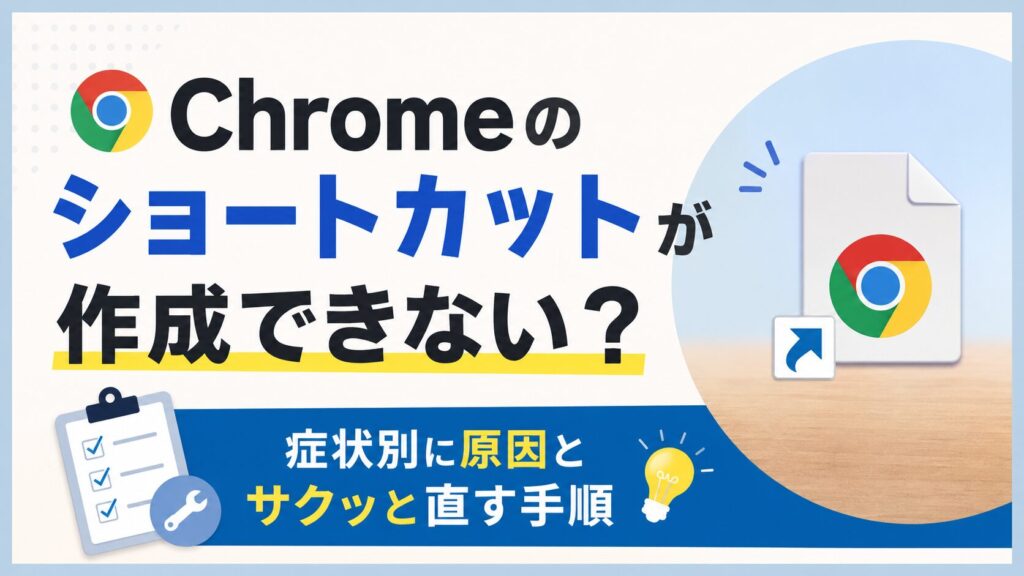 Chromeのショートカットが作成できない？症状別に原因とサクッと直す手順