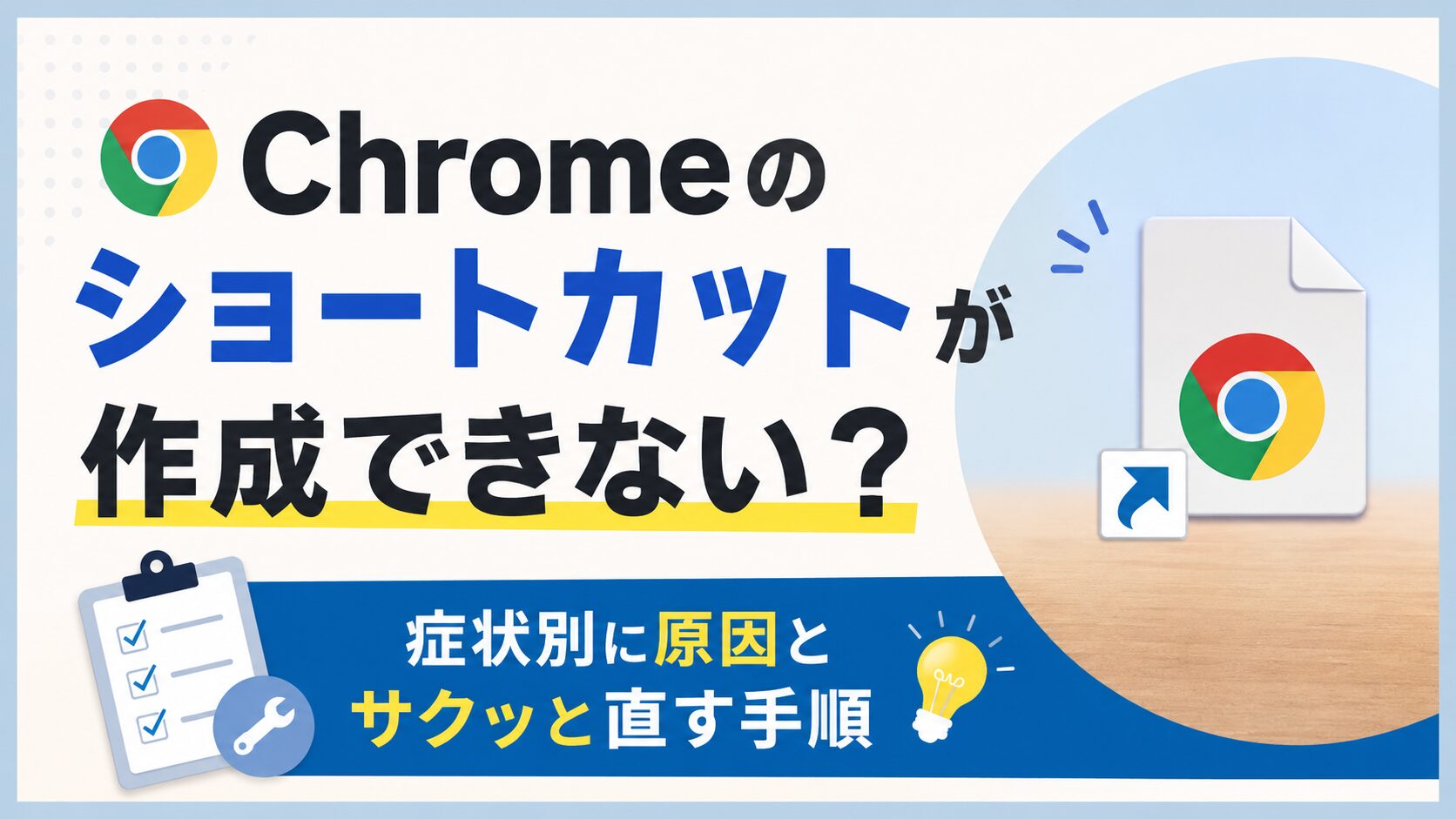 Chromeのショートカットが作成できない?症状別に原因とサクッと直す手順