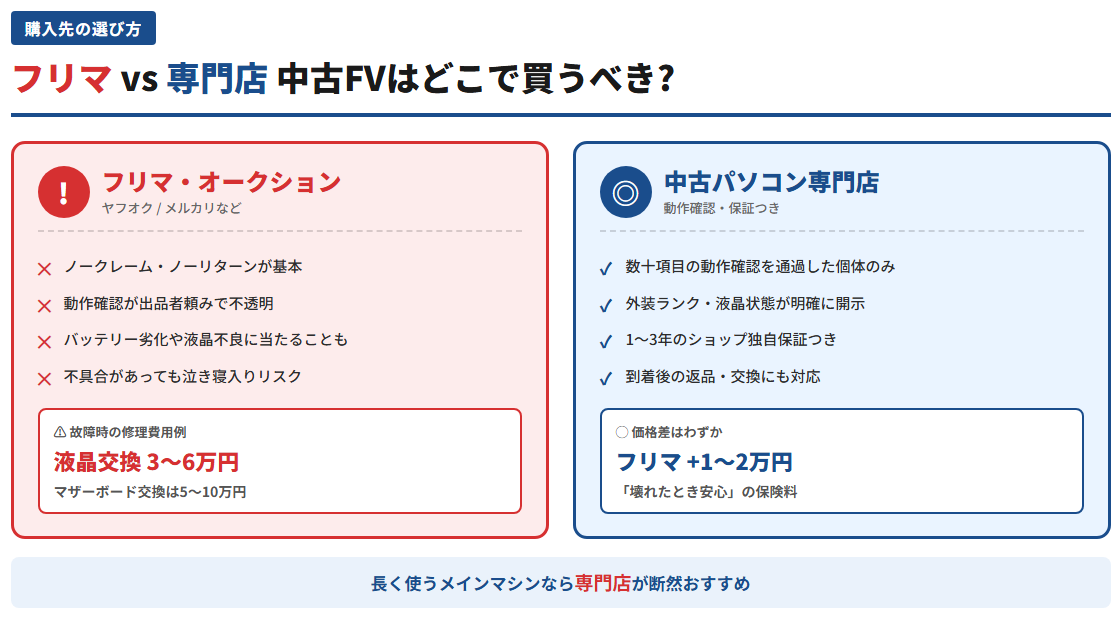 レッツノートFV中古の価格相場と購入先の比較