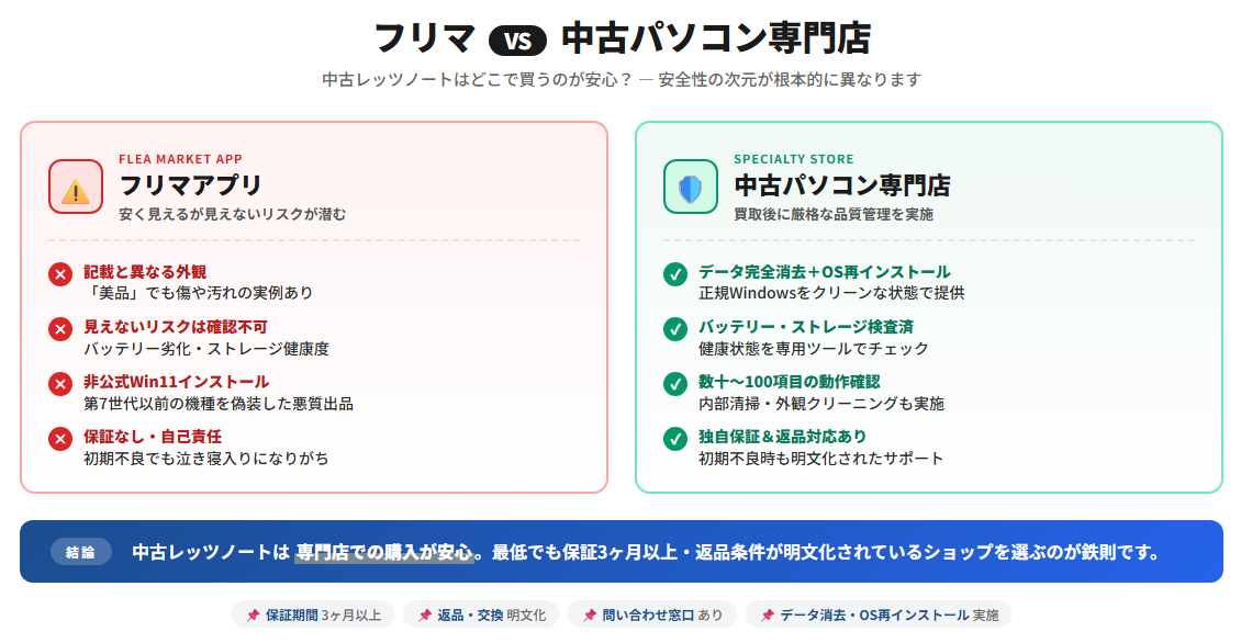 購入場所はどこが安心？フリマと専門店の違い