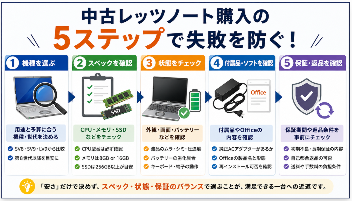 中古レッツノートの状態チェックと注意点