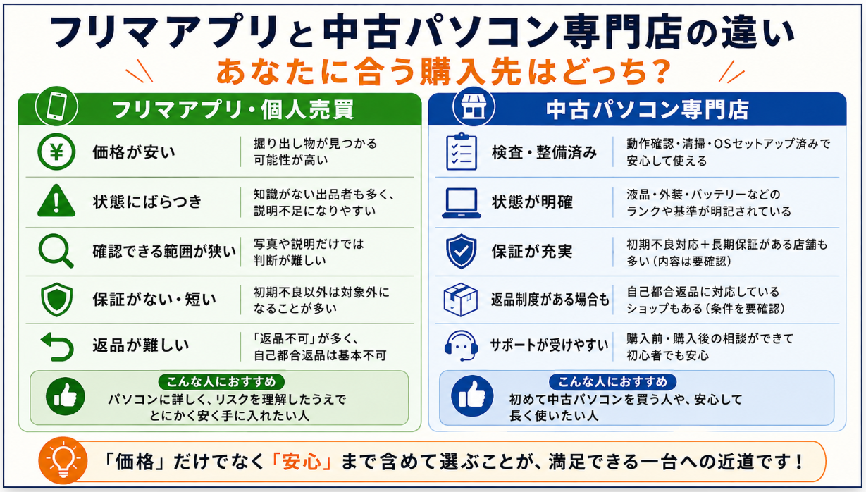 購入場所はどこが安心?フリマと専門店の違い