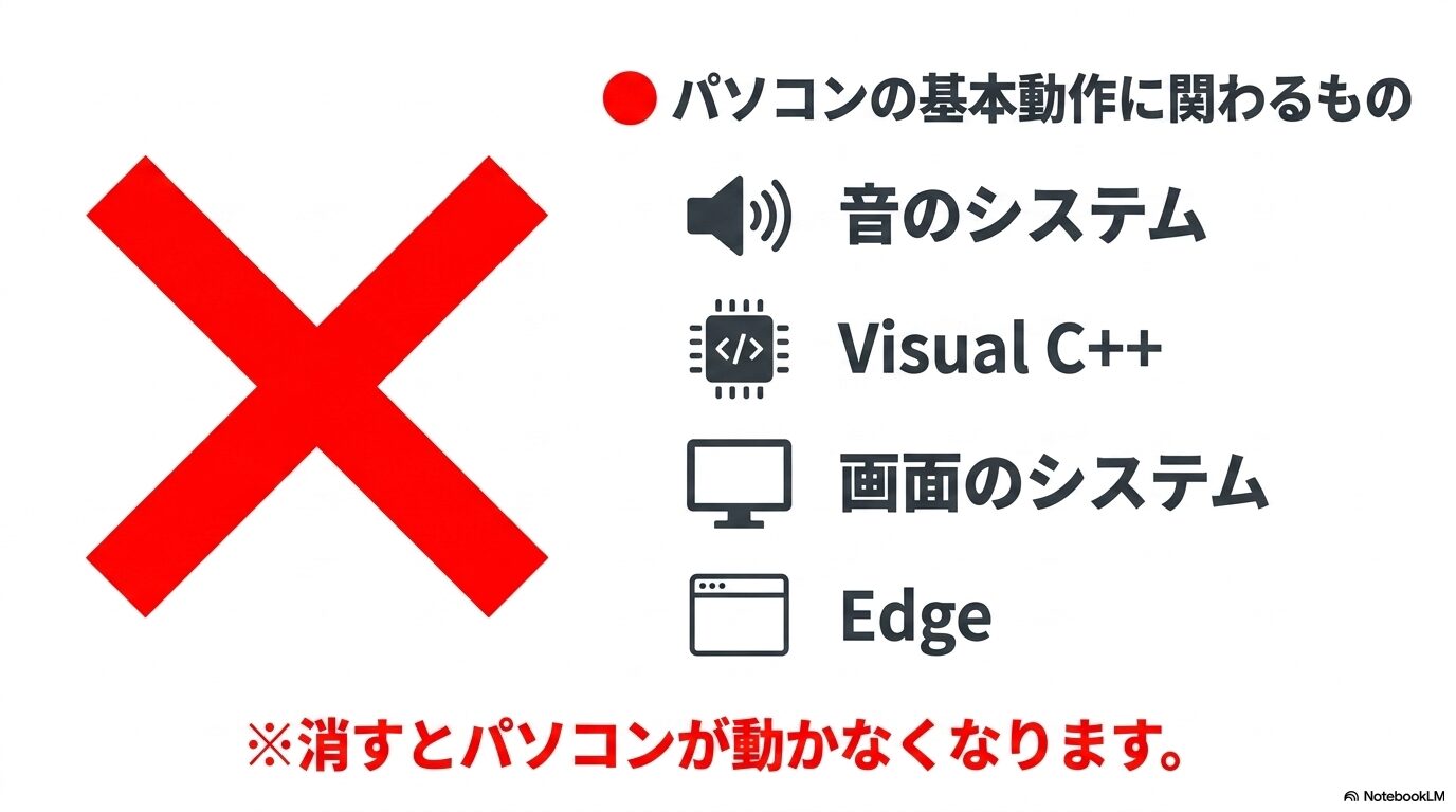 削除してはいけないアプリはどれか