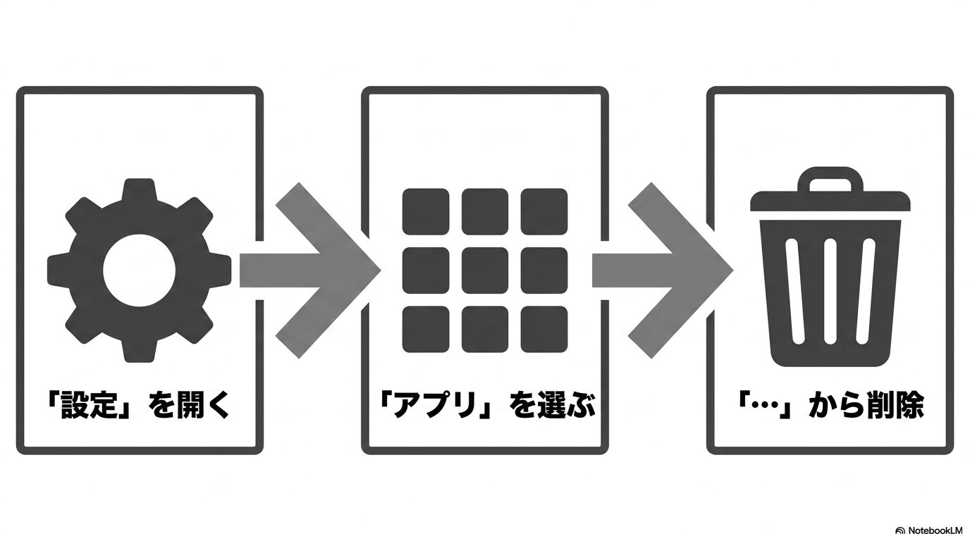 設定アプリから削除する基本手順