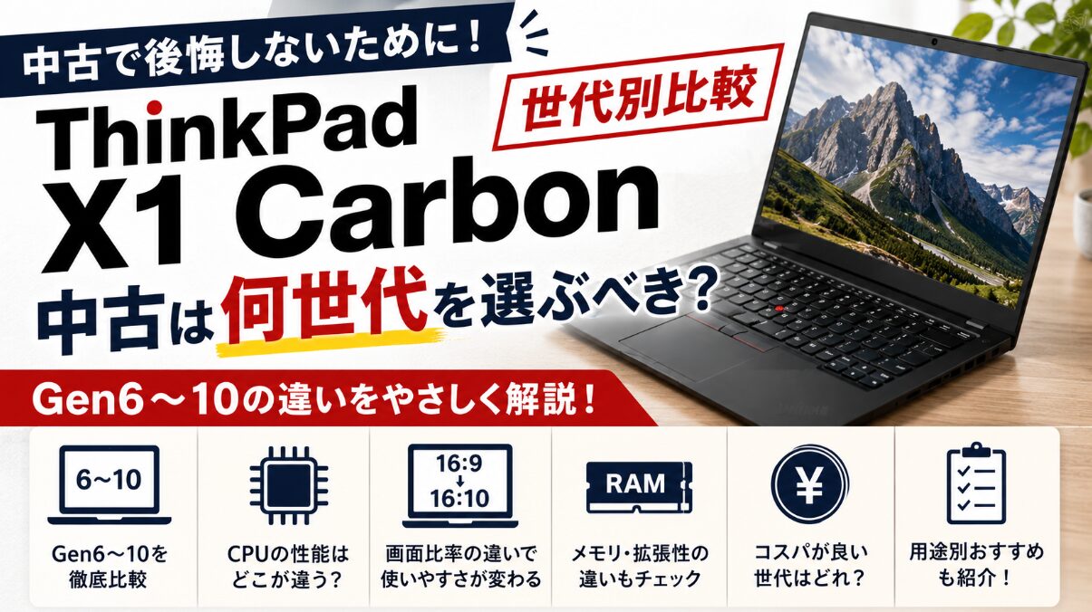 ThinkPad X1 Carbonの中古は何世代を選ぶべき?Gen6〜10の違い