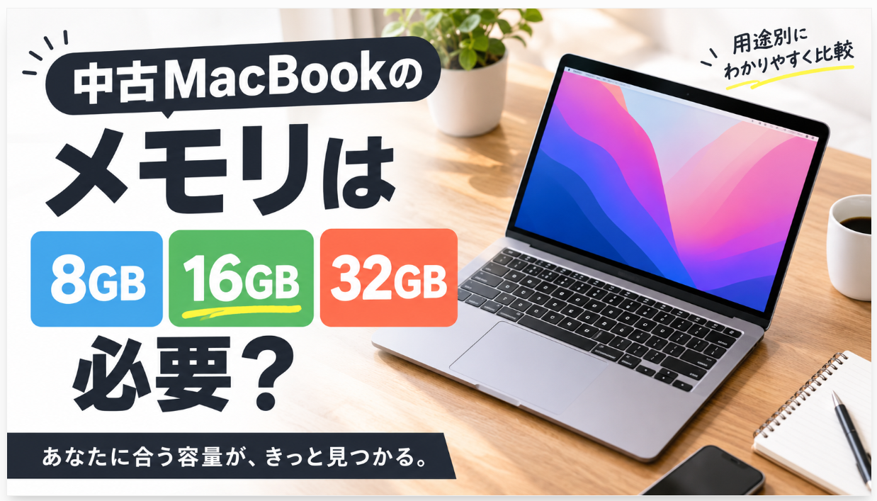 中古MacBookのメモリは16GB必要？8GB・32GBを用途別に比較