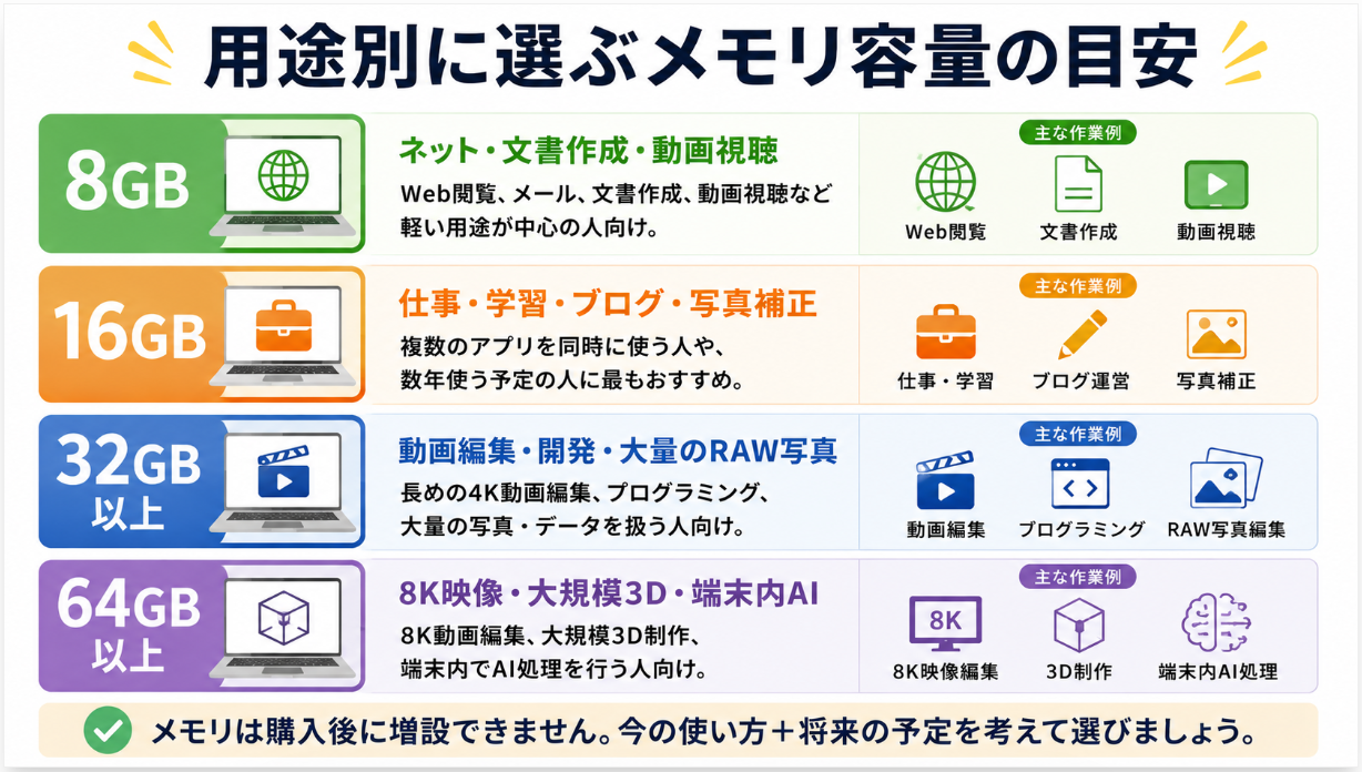 用途別に容量を決める