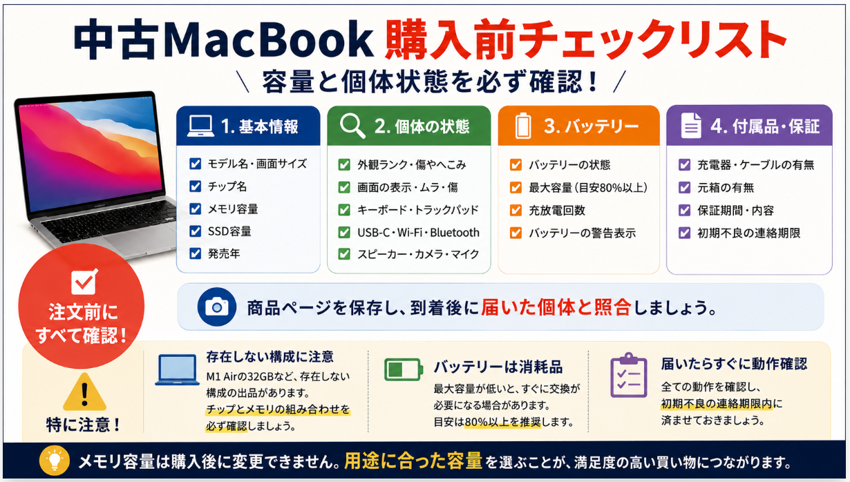 購入前に個体状態を確認する