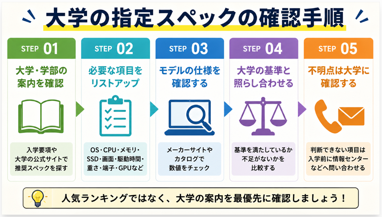 大学の指定を先に確認する