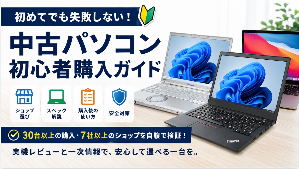 中古パソコン初心者購入ガイド|ショップ選び・スペック・購入後の使い方・安全対策を解説