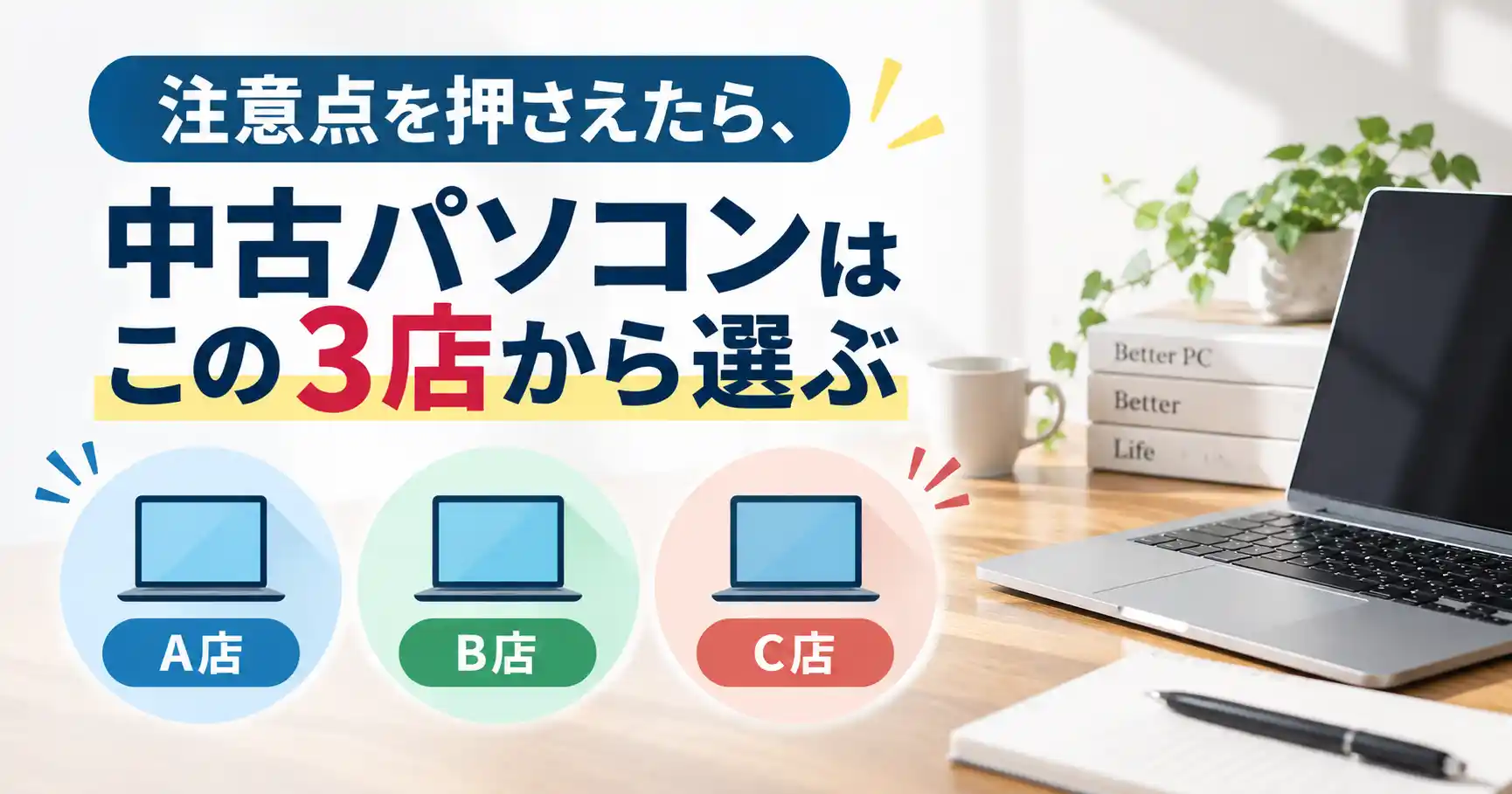 注意点を押さえたら、中古パソコンはこの3店から選ぶ