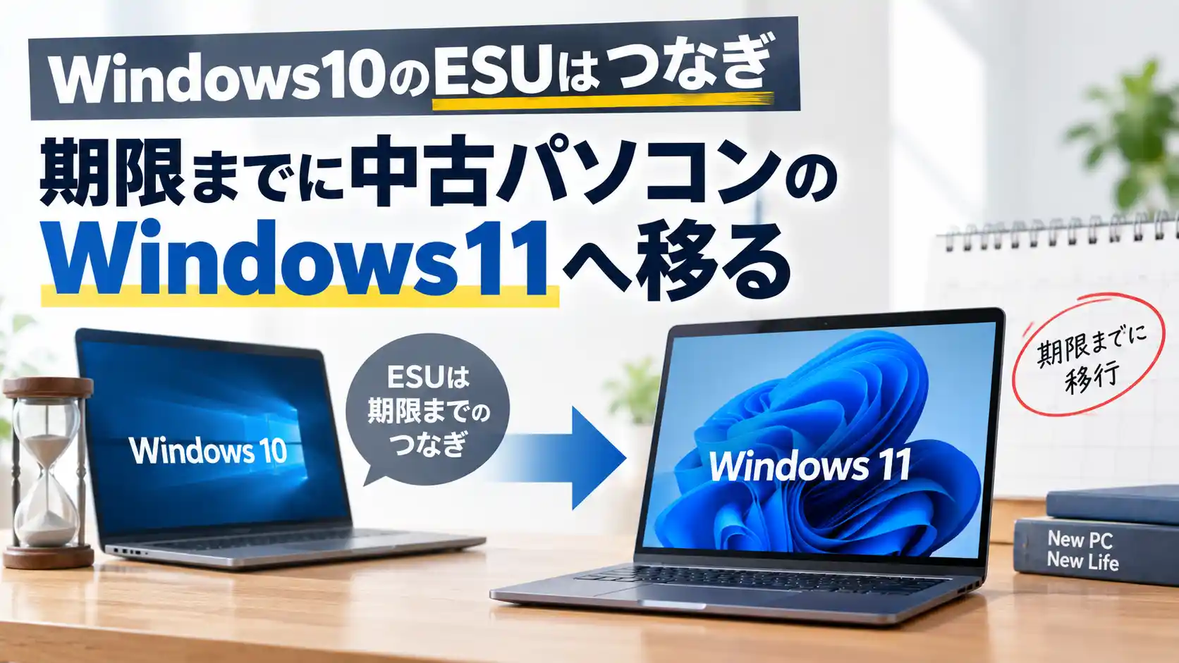 Windows10のESUはつなぎ:期限までに中古パソコンのWindows11へ移る