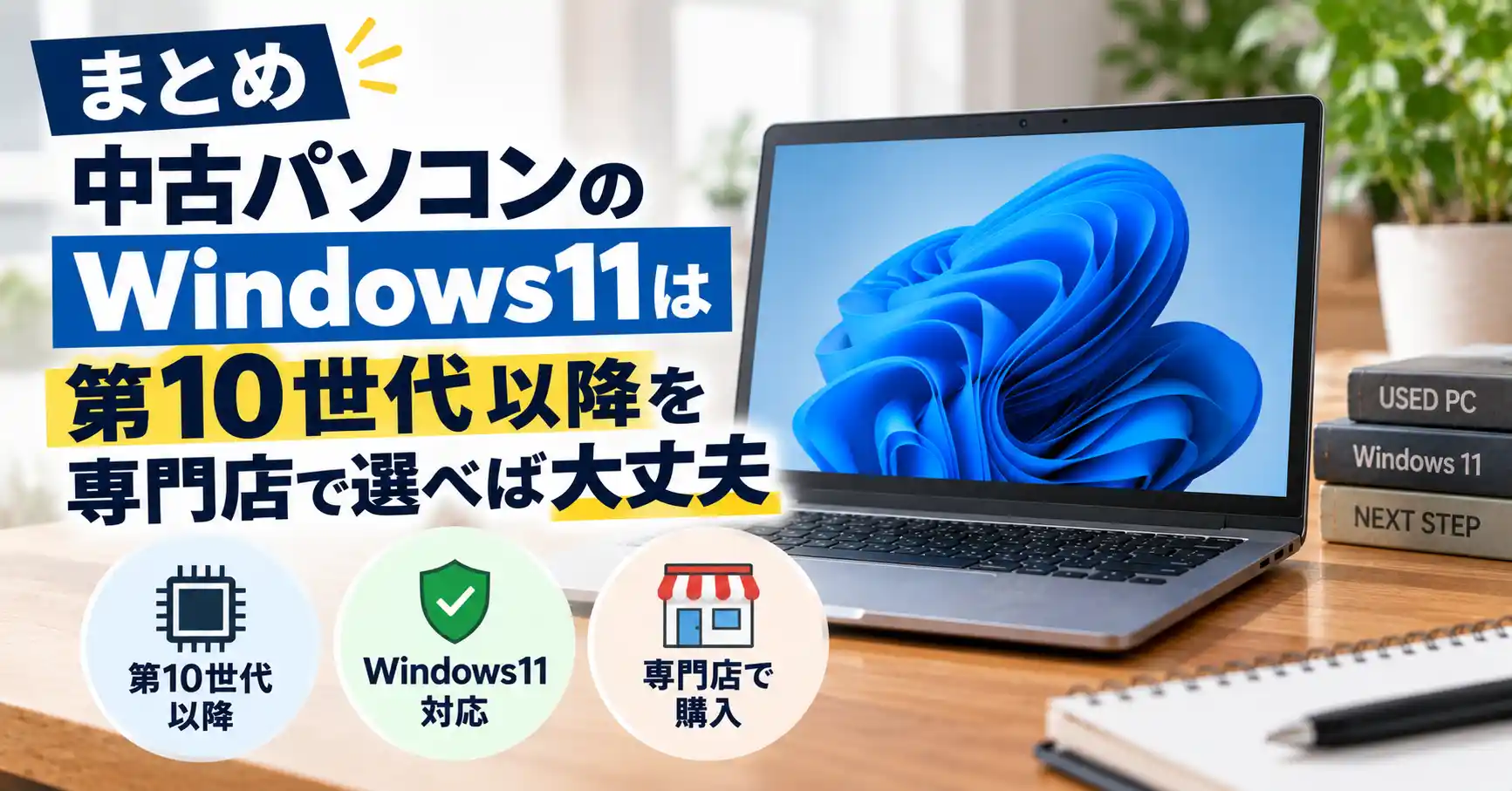 まとめ:中古パソコンのWindows11は第10世代以降を専門店で選べば大丈夫