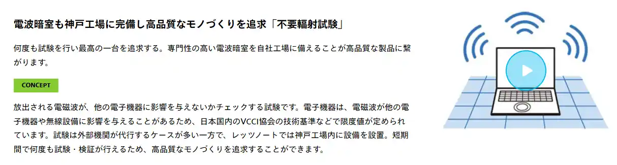 レッツノートの不要輻射試験
