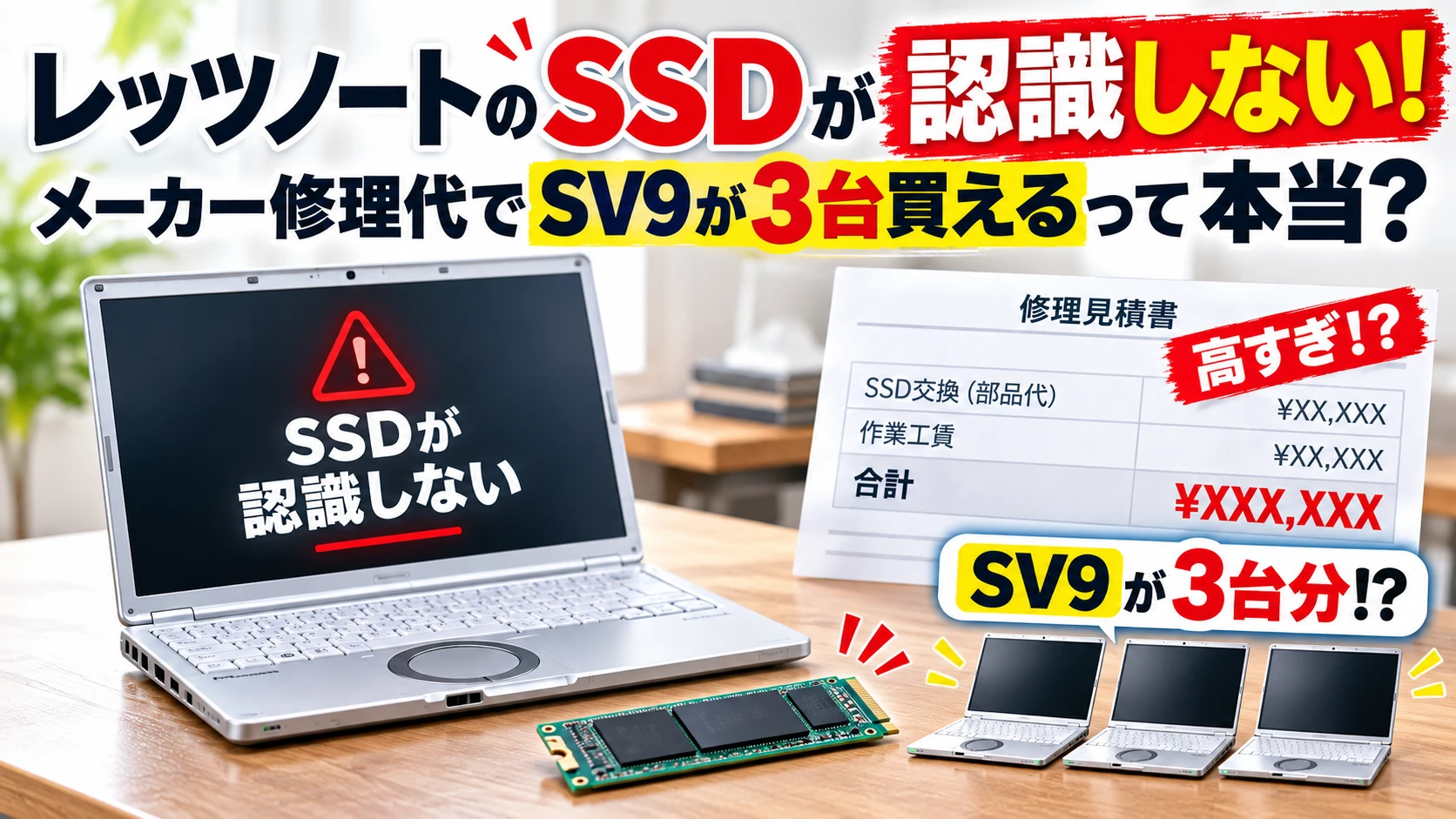 レッツノートのSSDが認識しない！メーカー修理代でSV9が3台買えるって本当？