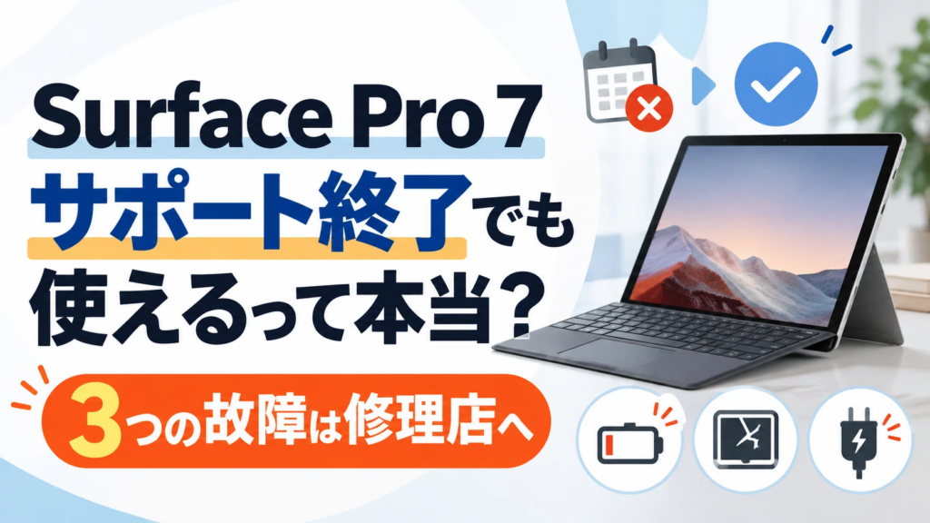 Surface Pro 7はサポート終了でも使えるって本当?3つの故障は修理店へ