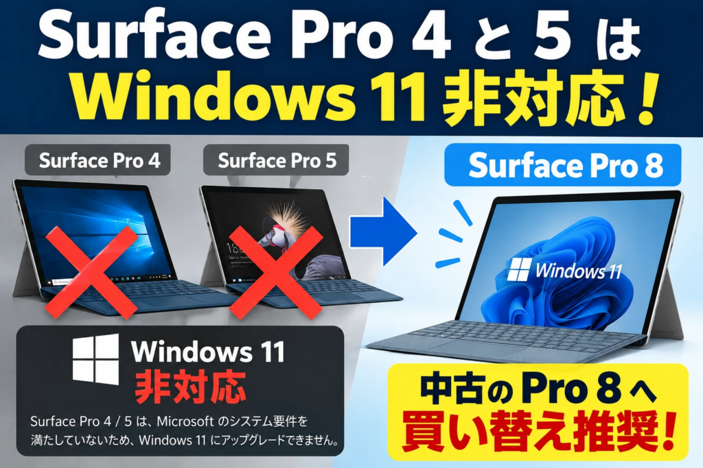 Surface Pro 4と5はWindows11非対応!買うなら中古Pro 8